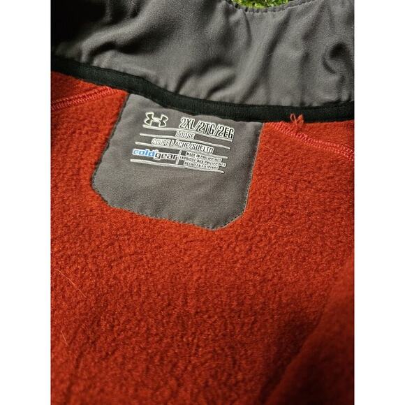 Under Armour Men's COLDGEAR Fleece 1/2 Zip Long Sleeve Sweatshirt Red/Orange XXL - Picture 2 of 5